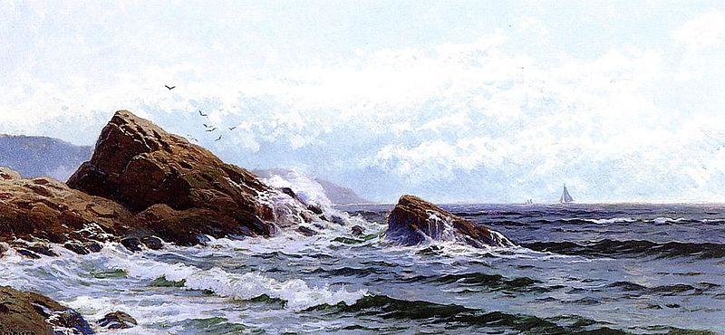 Alfred Thompson Bricher Crashing Waves Spain oil painting art